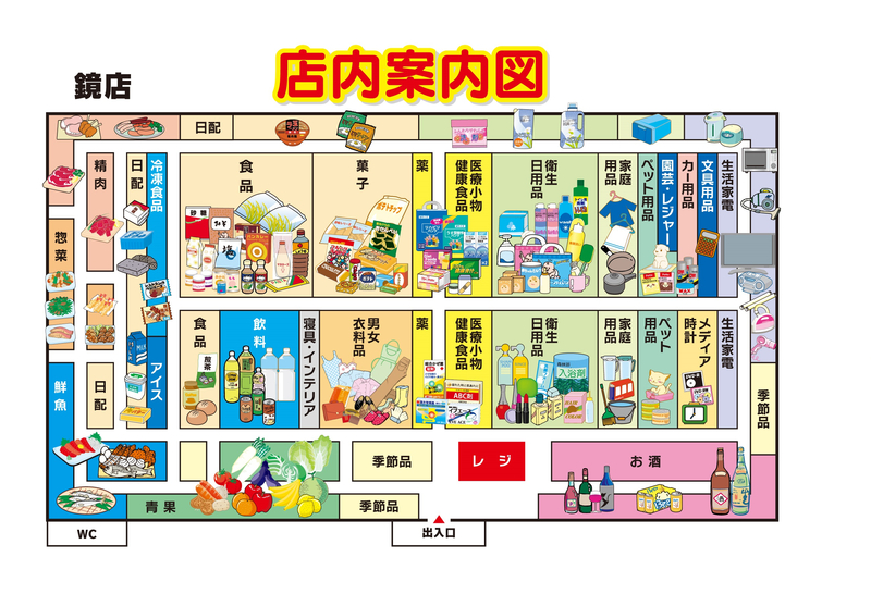 店内案内図　鏡店