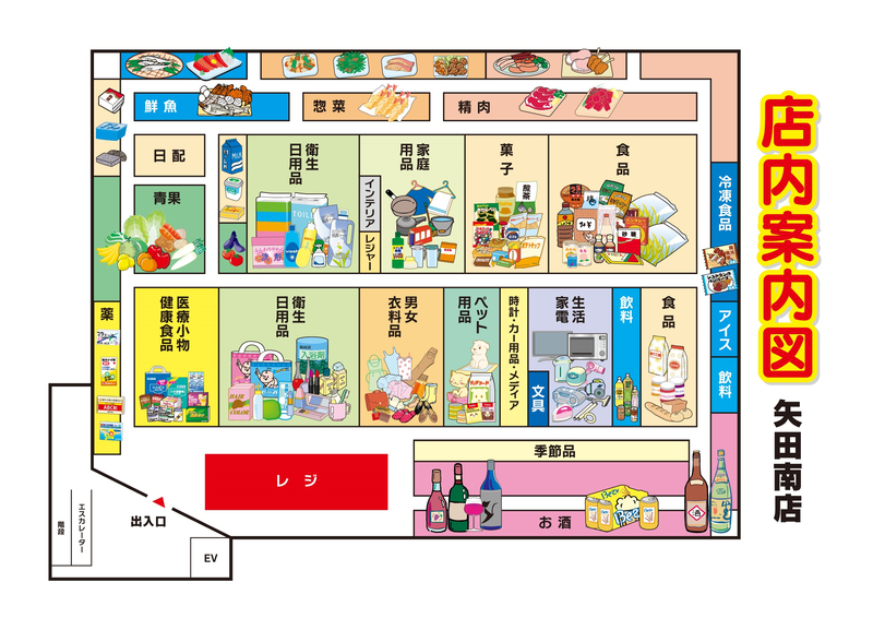 店内案内図 矢田南店